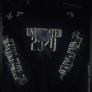 Black Hoodie with Purple Rose Design